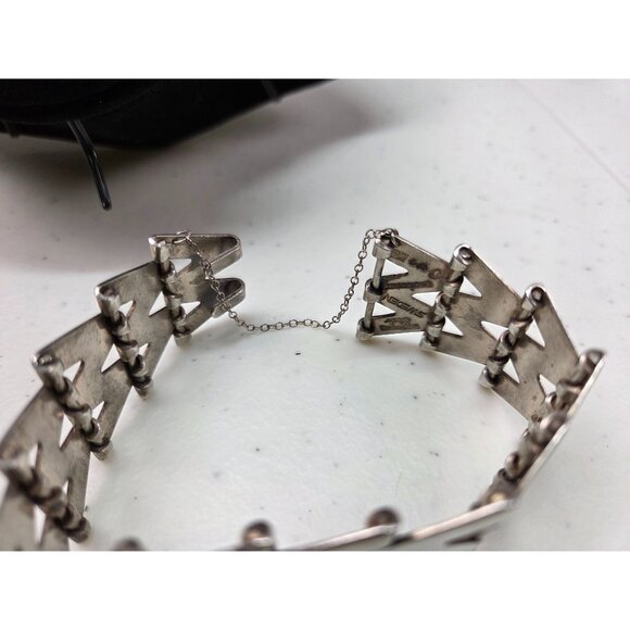 Vintage 925 Sterling Silver Link Bracelet Haglund Studio Sweden Safety Chain 52g - Picture 7 of 12